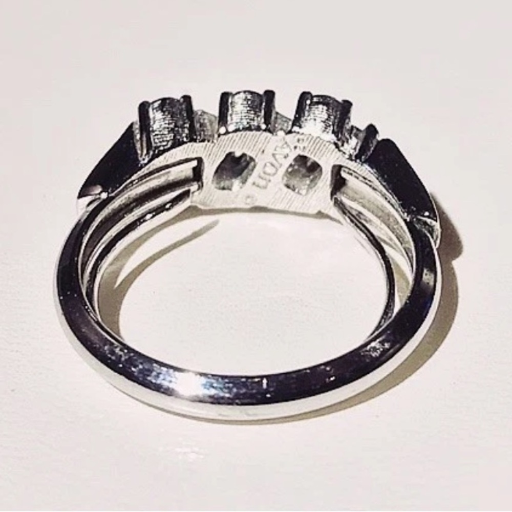 1972 Evening Classic Vintage Avon Silver Ring with Teal Accents gemstones - Picture 2 of 5